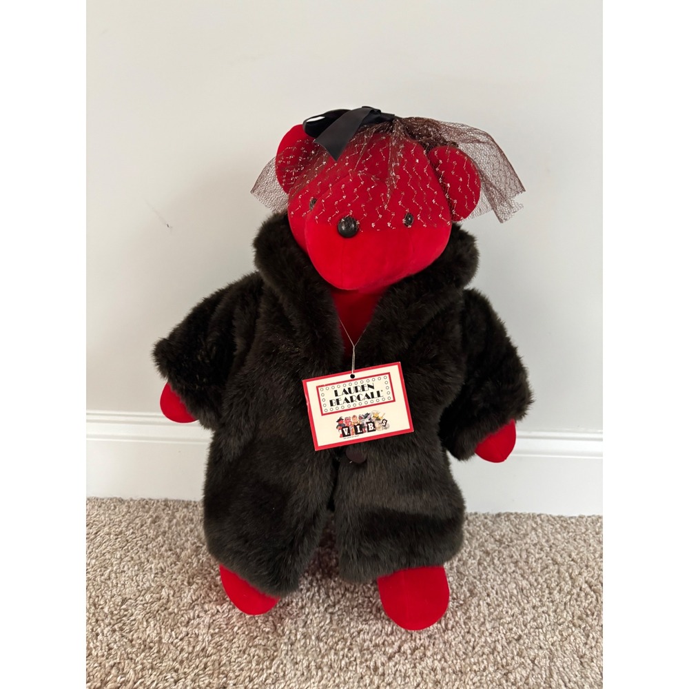 North American Bear Co VIB Lauren Bearcall Red Plush Faux Fur Coat Vintage Tag